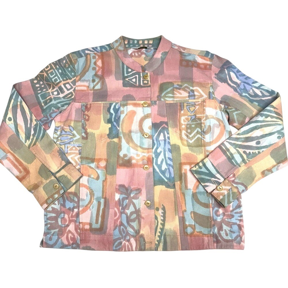 Vintage women's Orvis cotton patterned button front jacket 80s/90s